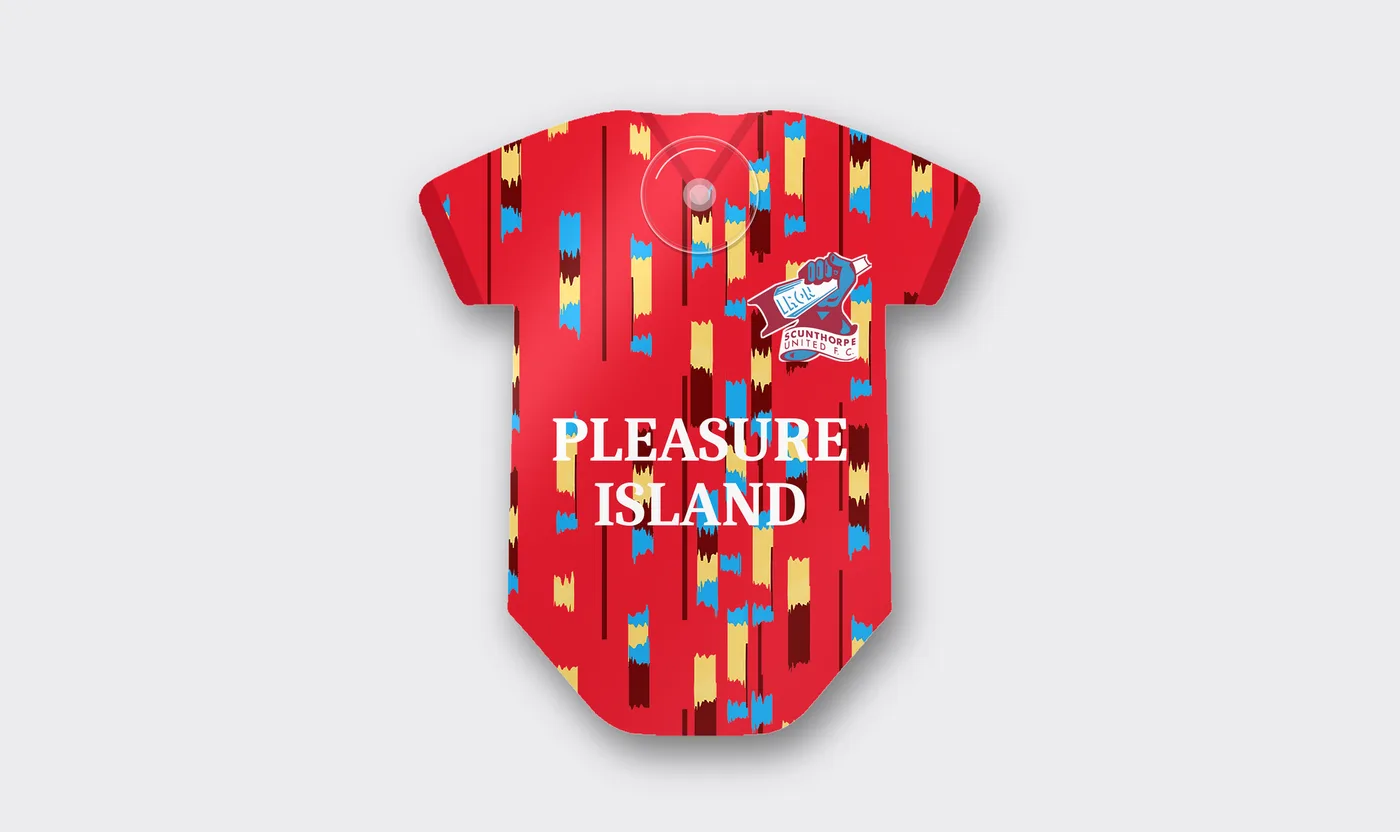 Scunthorpe United Pleasure Island Retro Kit Car Window Shirt Sign