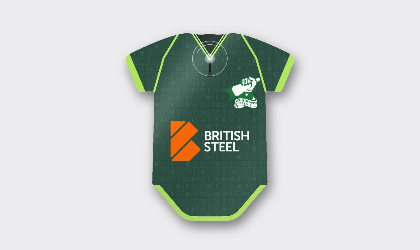 Scunthorpe United Third Kit Car Window Shirt Sign