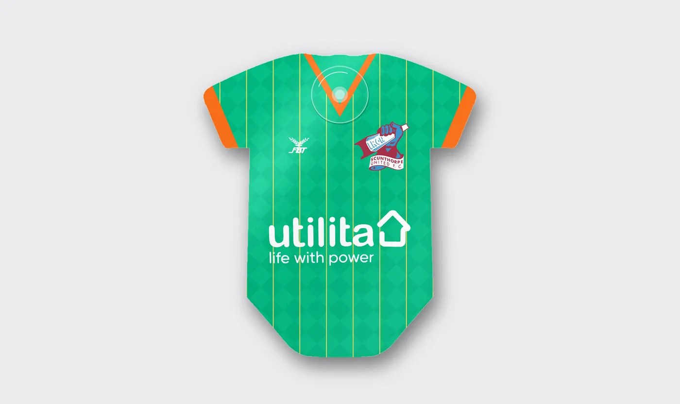 Scunthorpe United Utilita Green Kit Car Window Shirt Sign